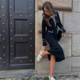 Chic French Style Ruffled Collar Knit Sweater Dress