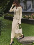 Chic French Style Ruffled Collar Knit Sweater Dress