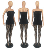 Sexy Nightclub Tube Top Mesh Stockings Two Piece