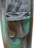 Sexy Casual Patchwork Buttons Backless Slit Strapless Skinny Denim Dresses
