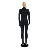 Women's Bodycon Embroidery Zipper V Neck One Piece  Jumpsuits