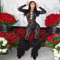 Elegant Hollow Out Long Sleeve High Waist Jumpsuit Elegant Hollow Out Long Sleeve High Waist Jumpsuit