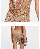Sleek and Sensual V-Neck Backless Glitter Bodycon Dress