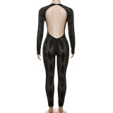 Elegant Hollow Out Long Sleeve High Waist Jumpsuit