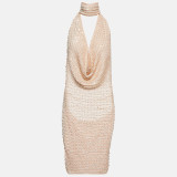Sleek and Sensual V-Neck Backless Glitter Bodycon Dress