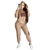 Autumn Elegant Long Sleeve Hoodie Sweatshirt Sportswear Pant Set