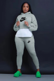 Women's Ruched Sleeves Drawstring Hooded Sweatshirt And Sweatpants Set