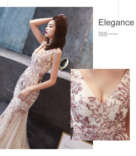 Elegant Long Mermaid Sequin Evening Gown