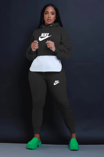 Women's Ruched Sleeves Drawstring Hooded Sweatshirt And Sweatpants Set