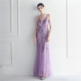 Sparkling Mesh and Sensual Suspender Long Evening Dress