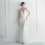 Sparkling Mesh and Sensual Suspender Long Evening Dress