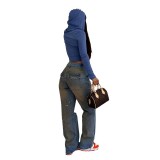 Vintage High-Waisted Zipper Washed Out Distressed Denim Jeans