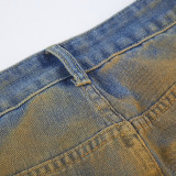 Vintage High-Waisted Zipper Washed Out Distressed Denim Jeans
