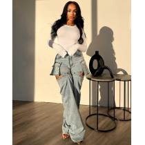 Unique Streetwear Sexy Pants Blue Sky Hollow Out Hole Denim Jeans Unique Streetwear Sexy Pants Blue Sky Hollow Out Hole Denim Jeans