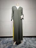 Exquisite Abaya Long Robe with Turkish-inspired Snow Chiffon Pleated Dress Overlay
