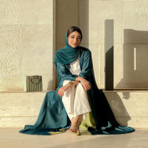 Elegant Dubai-inspired Abaya Coat and Chiffon Dress Set