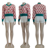 Solid Short Color Block Knitted Cardigan Sweater