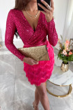 V Neck Sparkling Multicolor Party Dress Women's Dress