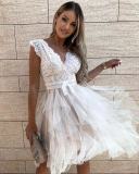 Seductive V-Neck Lace Panel Maxi Dress