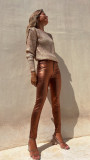 Casual Tight Fitting Pocket Trousers Fashion Women Trousers