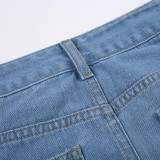 2024 Summer Pockets Jeans Skirts Y2K Streetwear High Waist Short Denim Skirts