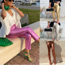 Casual Tight Fitting Pocket Trousers Fashion Women Trousers
