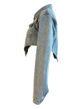 (Available on 11th) Irregular Short Denim Jackets Tops