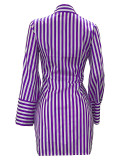 Solid Color Printed Striped Long Sleeve Shirts Dresses