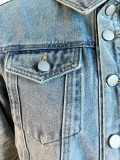 (Available on 11th) Irregular Short Denim Jackets Tops