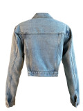 (Available on 11th) Irregular Short Denim Jackets Tops