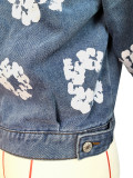 Casual Printed Denim Single-breasted Lapel Jackets