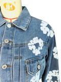 Casual Printed Denim Single-breasted Lapel Jackets