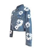 Casual Printed Denim Single-breasted Lapel Jackets