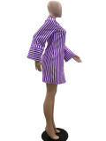 Solid Color Printed Striped Long Sleeve Shirts Dresses