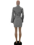 Solid Color Printed Striped Long Sleeve Shirts Dresses