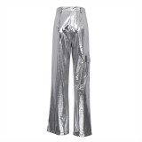 high-waisted PU leather pants
