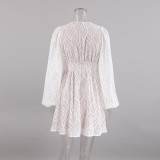 French Jacquard Waist A Line Skirt Long sleeved Short Skirt