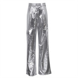 high-waisted PU leather pants