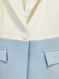 Chic Single Button jacket Color-Block and Long Pants Suit Set