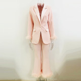 Feathered Ostrich Suit and Capri Set