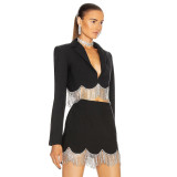 Elegant Water Diamond Fringed Short Suit Jacket