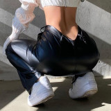 PU Microphone Flared Pants