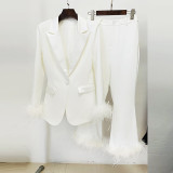 Feathered Ostrich Suit and Capri Set