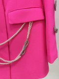 Hollow Sleeves with diamond blazer Single Button Casual Women's Jacket