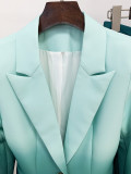 Elegant Gradient Color Tailored Suit with Flared Trousers Set