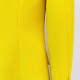 Chic Single-Breasted Mid-Length Suit with Flared Pants Set
