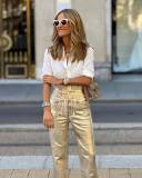 Trendy Reflective PU Leather Pants for Women