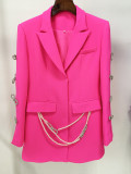 Hollow Sleeves with diamond blazer Single Button Casual Women's Jacket