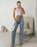 Trendy Reflective PU Leather Pants for Women