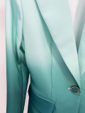Elegant Gradient Color Tailored Suit with Flared Trousers Set